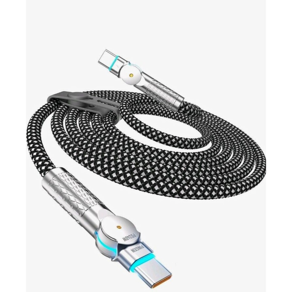 PINGXIN USB-C to USB-C 240W PD Braided LED Cable 180cm Black/Silver